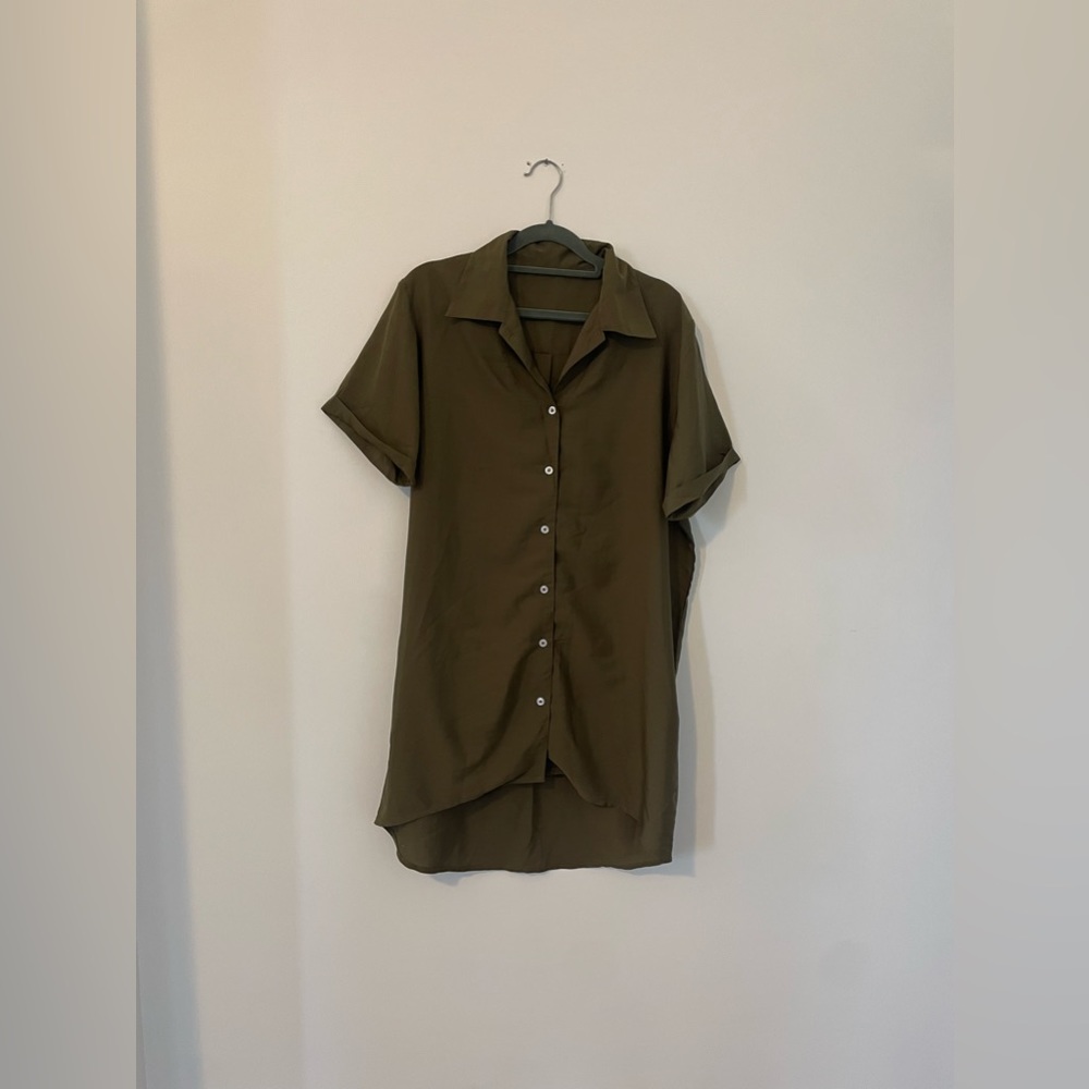 Volcom olive green shirt dress